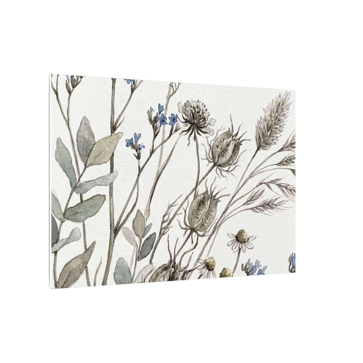 Dried Flowers Canvas Art | Summer Japandi Watercolor Art