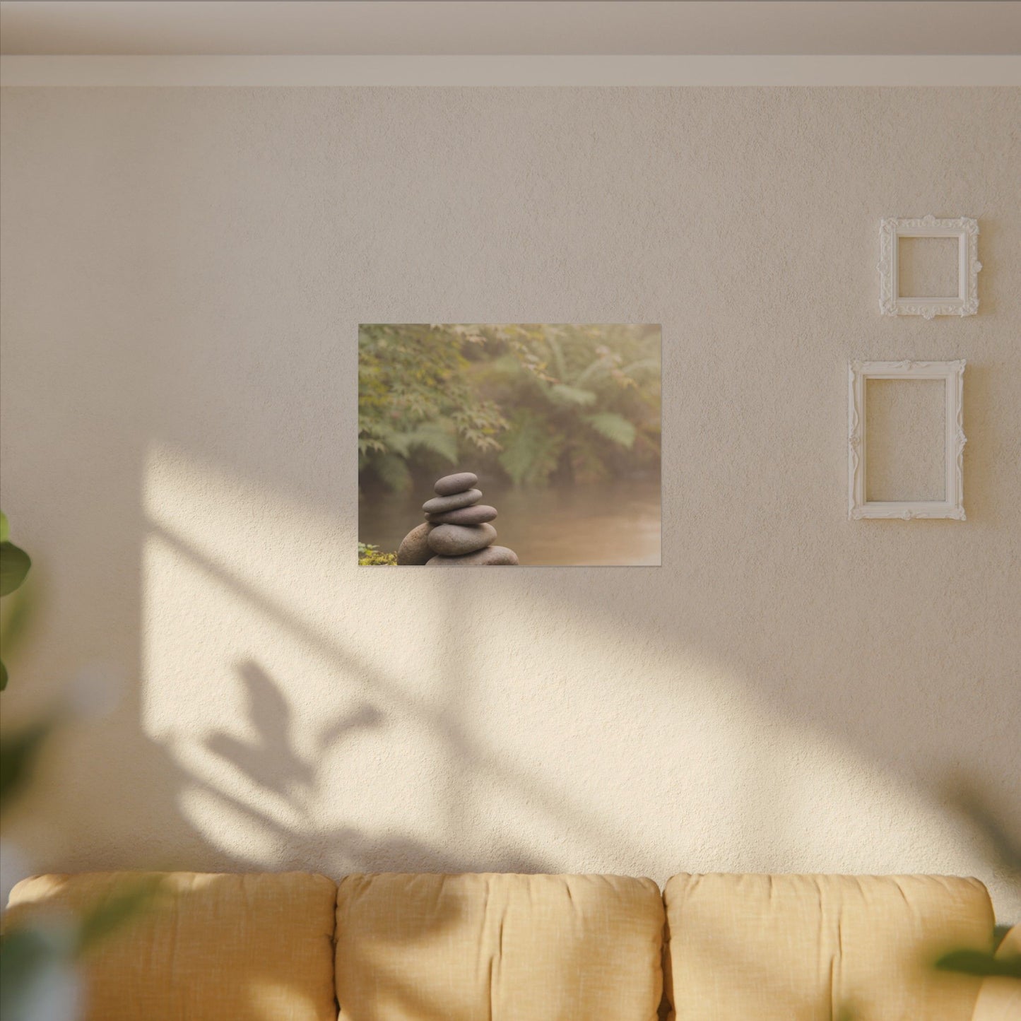 Cozy River Stones Canvas Art - Japanese Pattern Japandi