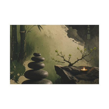 River Stones Spring Canvas Art | Zen Contemplative Design