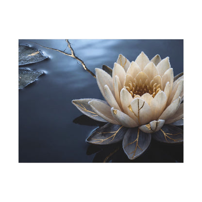 Beautiful Lotus Flower Canvas Art - Gold Vein Kintsugi
