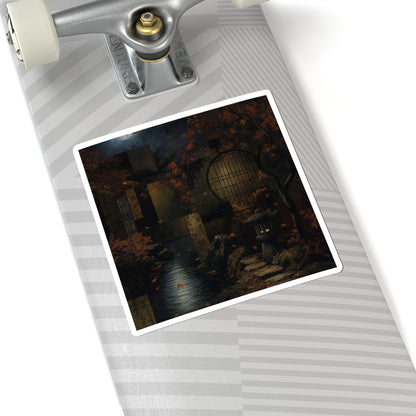 Moonlit Garden Autumn Sticker | Dark Japandi Sophisticated Design