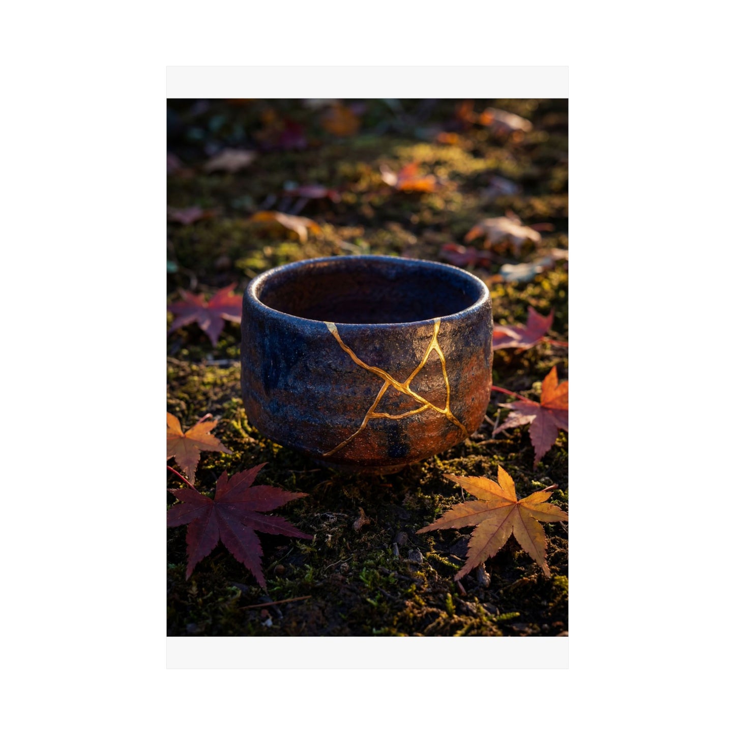 Moonlit Garden Wall Art Print | Autumn Kintsugi Gold Repair Art