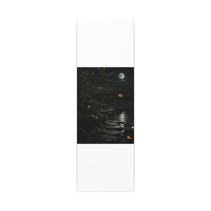 Moonlit Garden Shadow Zen Canvas Art | Sophisticated Dark Japandi Art