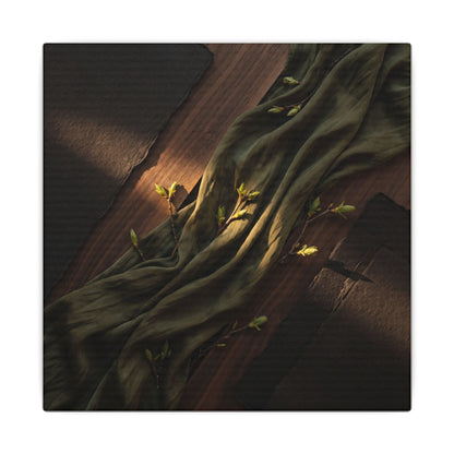 Silk Drape Canvas Art | Spring Dark Japandi Dark Texture Art