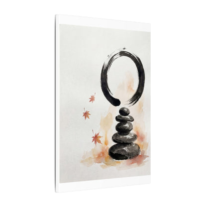 River Stones Canvas Art | Autumn Zen Enso Art