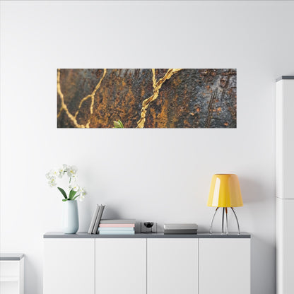Mono No Aware Rust Patina Canvas Art - Kintsugi Gold Repair
