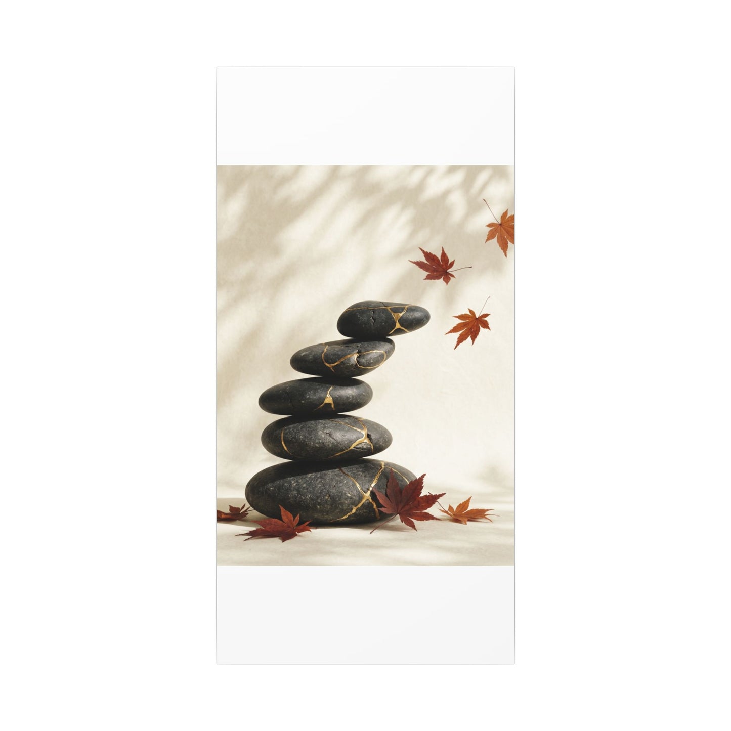 Kintsugi River Stones in Dappled | Crackle Gold Canvas Art