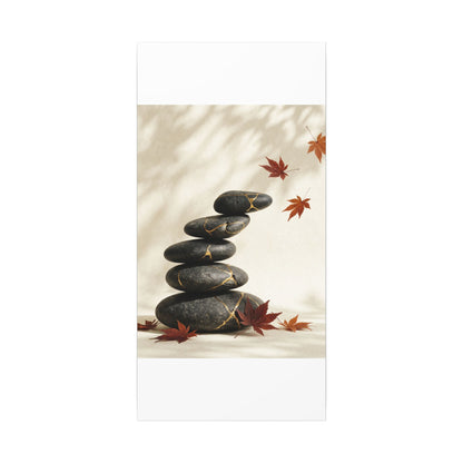 Kintsugi River Stones in Dappled | Crackle Gold Canvas Art