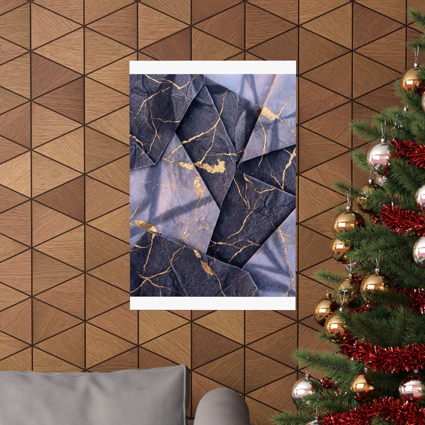 Artful Paper Fold Wall Art Print - Gold Vein Kintsugi
