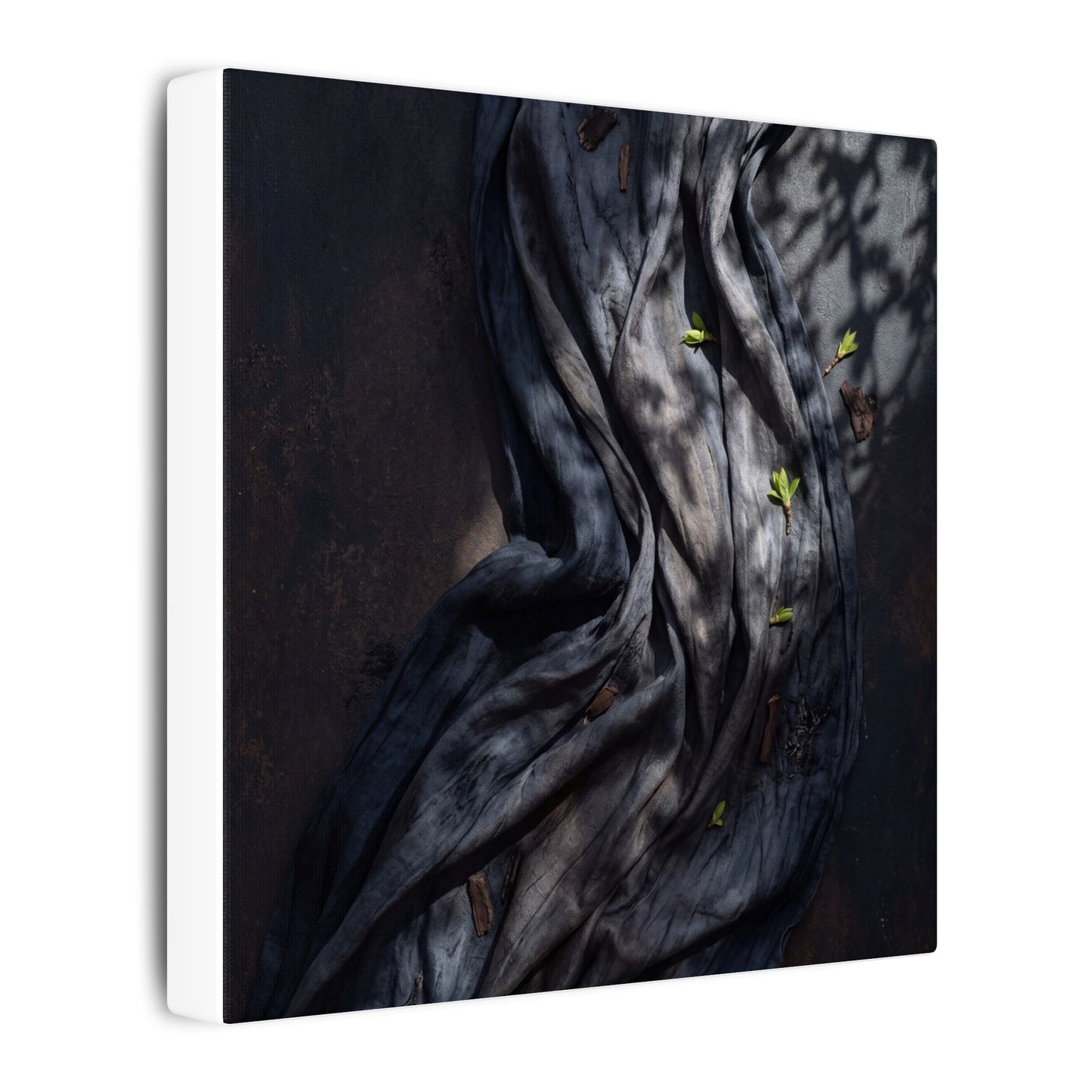 Seijaku Silk Drape Canvas Art - Dark Japandi Dark Texture