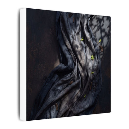 Seijaku Silk Drape Canvas Art - Dark Japandi Dark Texture