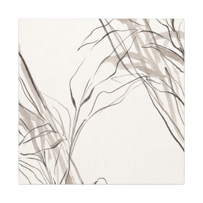 Neutral Shoji Screen Canvas Art - Minimal Line Japandi