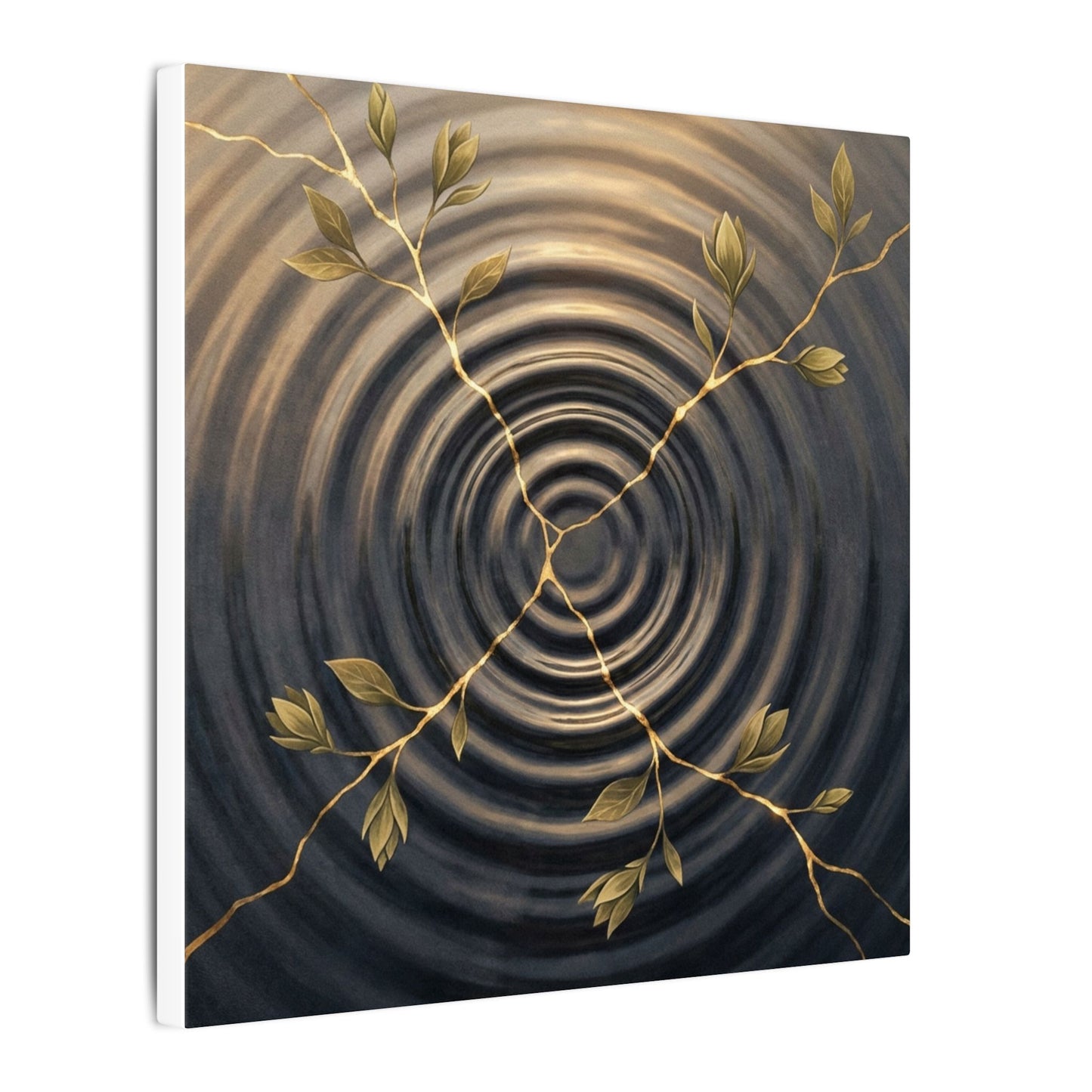 Kanso Water Ripple Canvas Art - Kintsugi Gold Vein