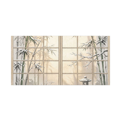 Winter Shoji Screen Sumi E Canvas Art | Tranquil Decor