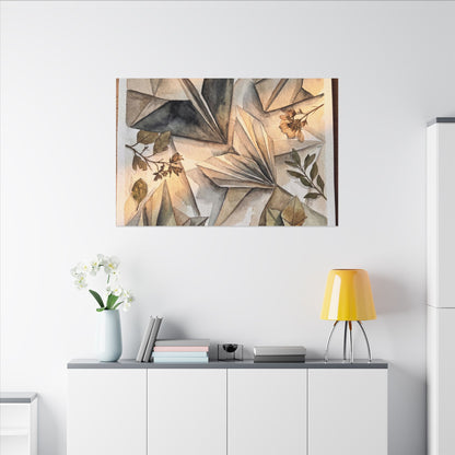 Golden Hour Paper Fold Canvas Art - Japandi Seijaku