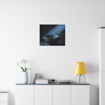 Ceramic Bowl Shadow Zen Canvas Art | Sophisticated Dark Japandi Art