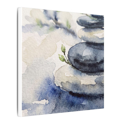 River Stones Watercolor Canvas Art | Cozy Japandi Art