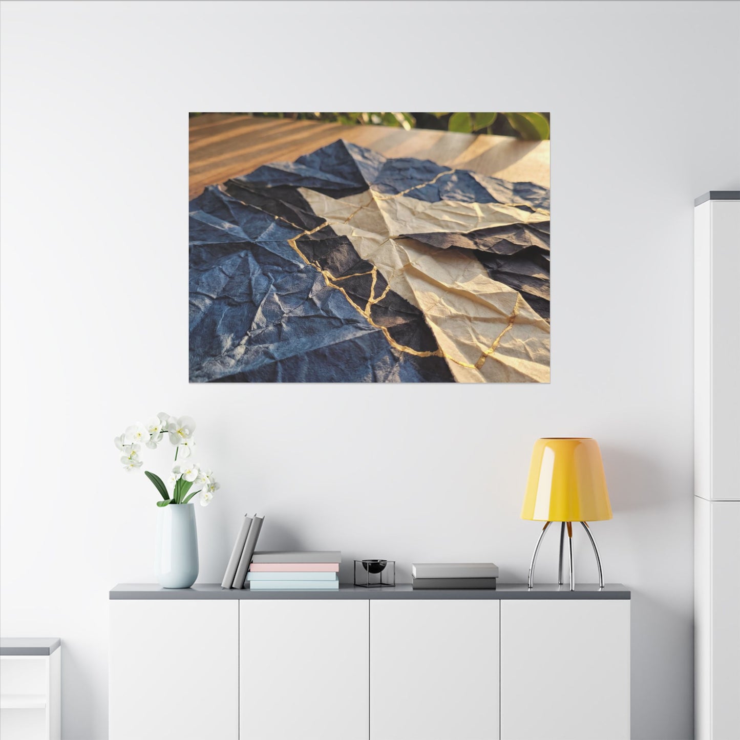 Golden Hour Paper Fold Canvas Art - Kintsugi Ma