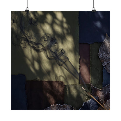 Atmospheric Incense Smoke Wall Art Print - Dark Texture Dark Japandi