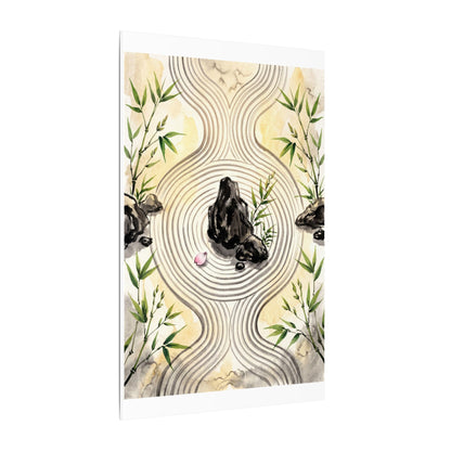 Zen Rock Garden in Golden Hour | Sumi E Canvas Art