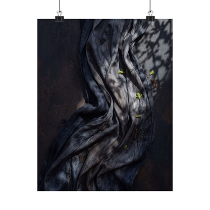 Dark Japandi Silk Drape in Dappled | Dark Texture Wall Art Print