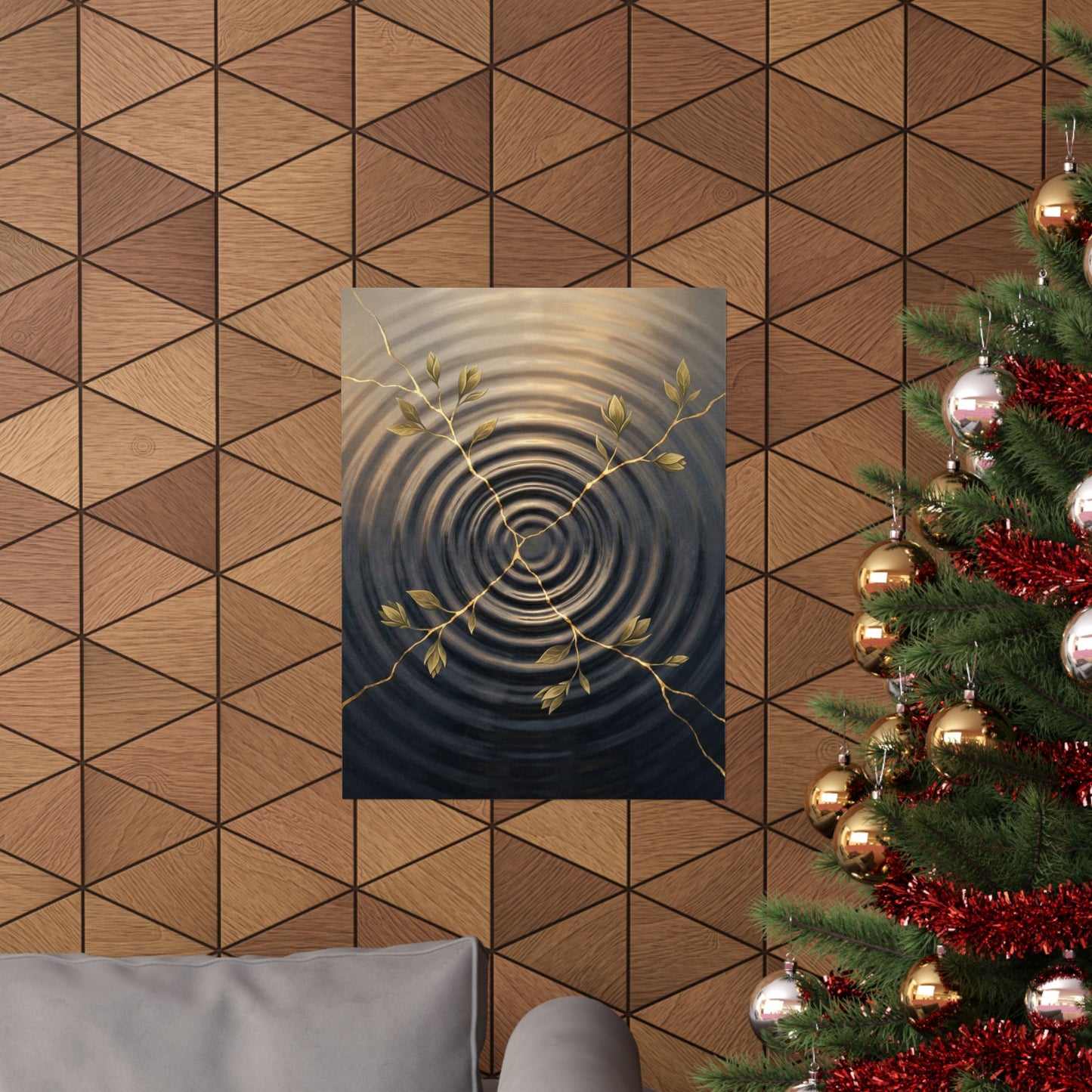 Kanso Water Ripple Wall Art Print - Kintsugi Gold Vein