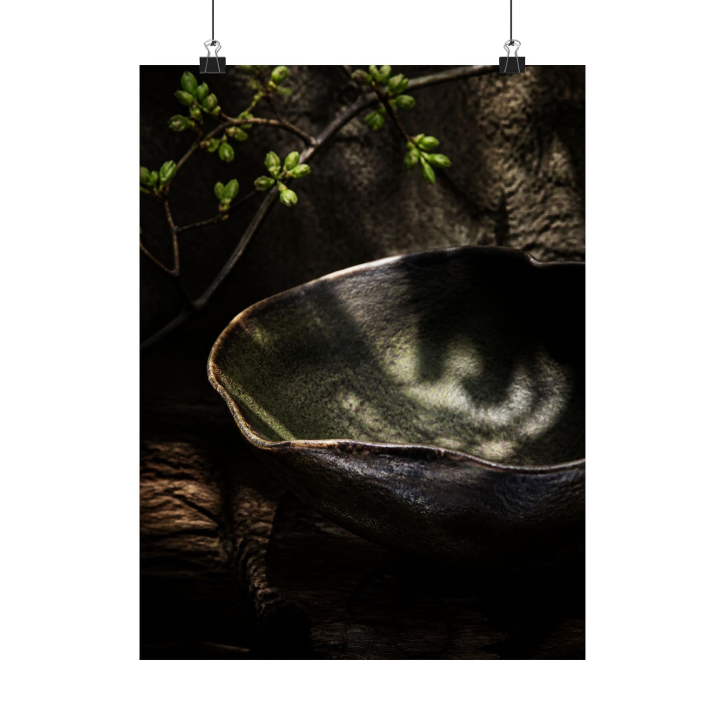 Dappled Ceramic Bowl Wall Art Print - Dark Japandi Fukinsei