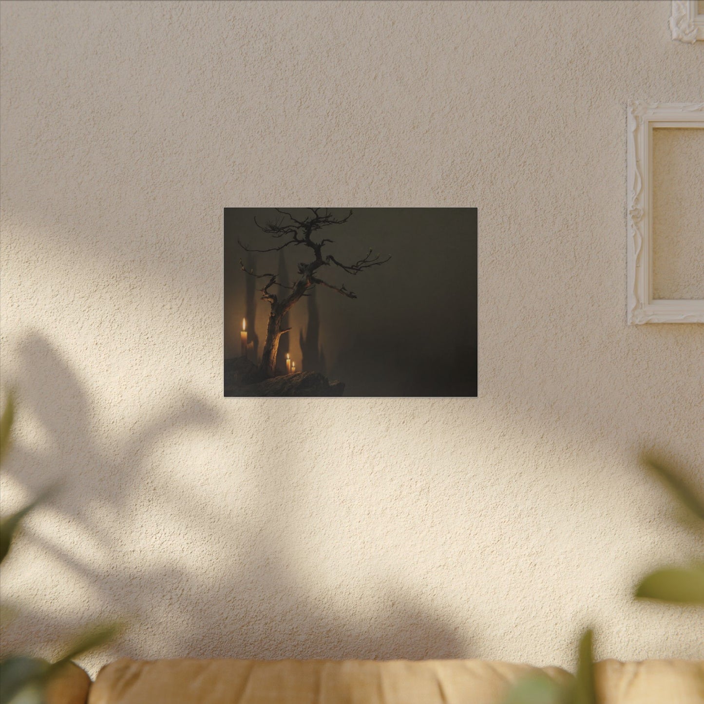 Ma Pine Tree Canvas Art - Dark Japandi Shadow Zen