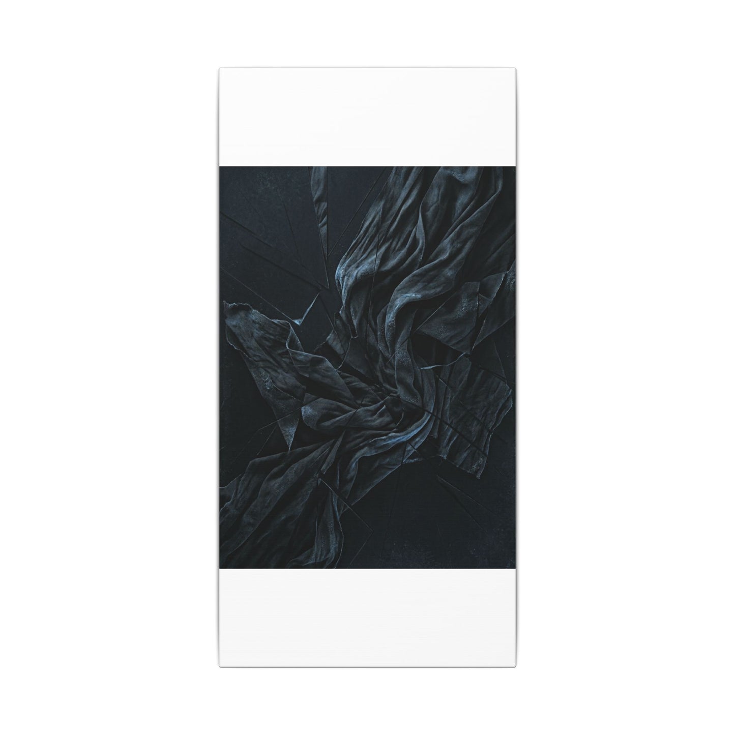 Dark Japandi Silk Drape in Moonlight | Moody Minimal Canvas Art