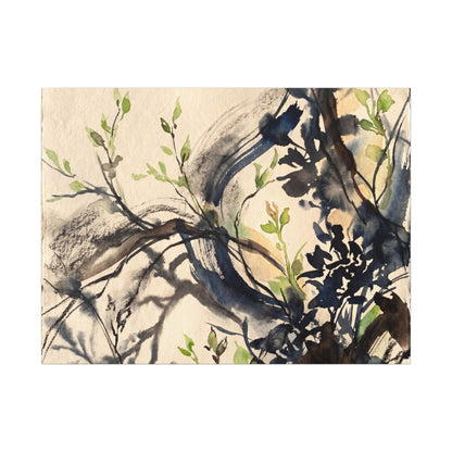 Ma Shadow Play Canvas Art - Dark Japandi Charcoal Ink