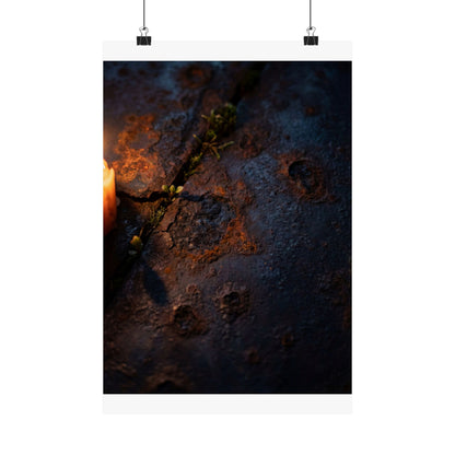 Dark Japandi Rust Patina in Candlelight | Charcoal Ink Wall Art Print Art Print