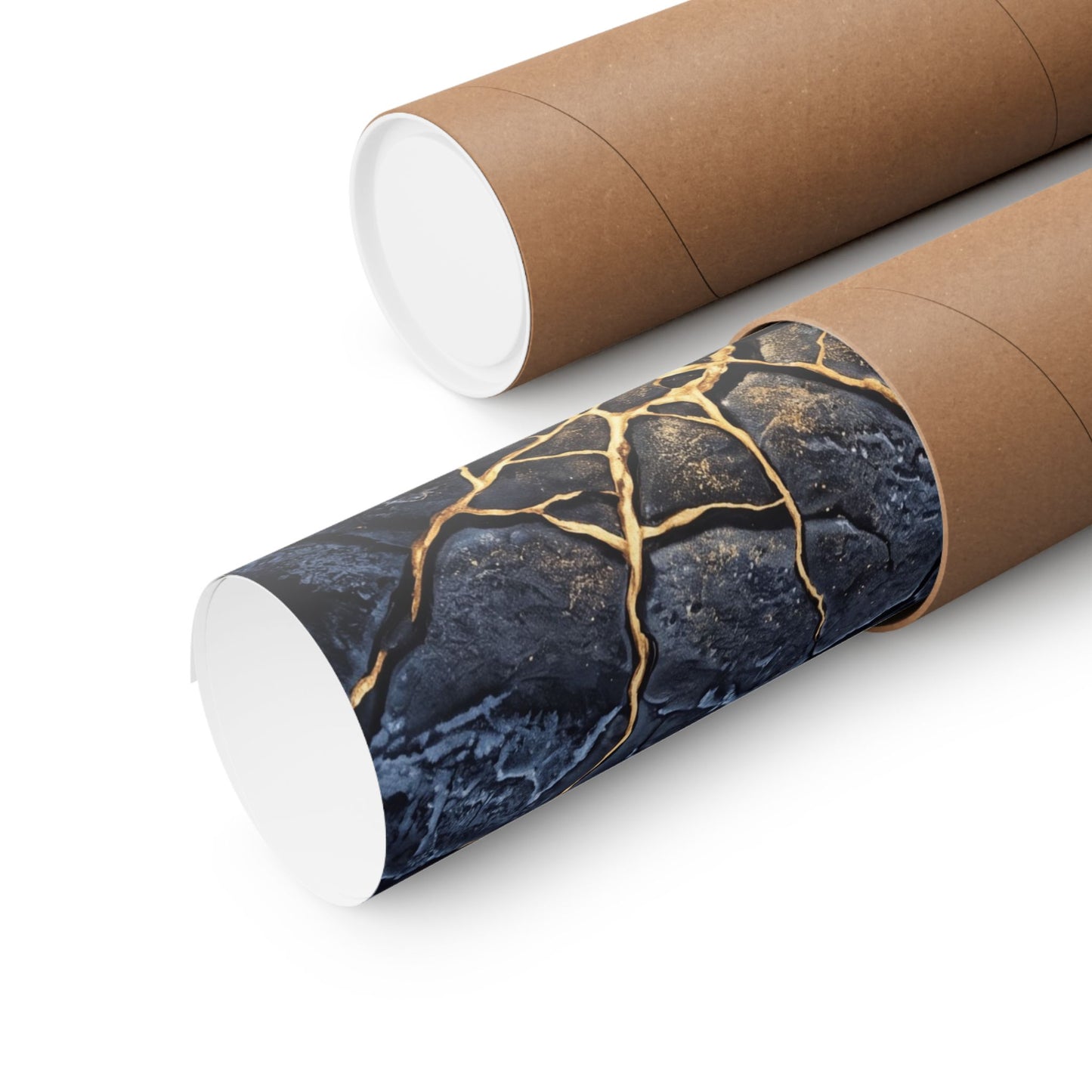 Artful Cracked Earth Wall Art Print - Gold Vein Kintsugi