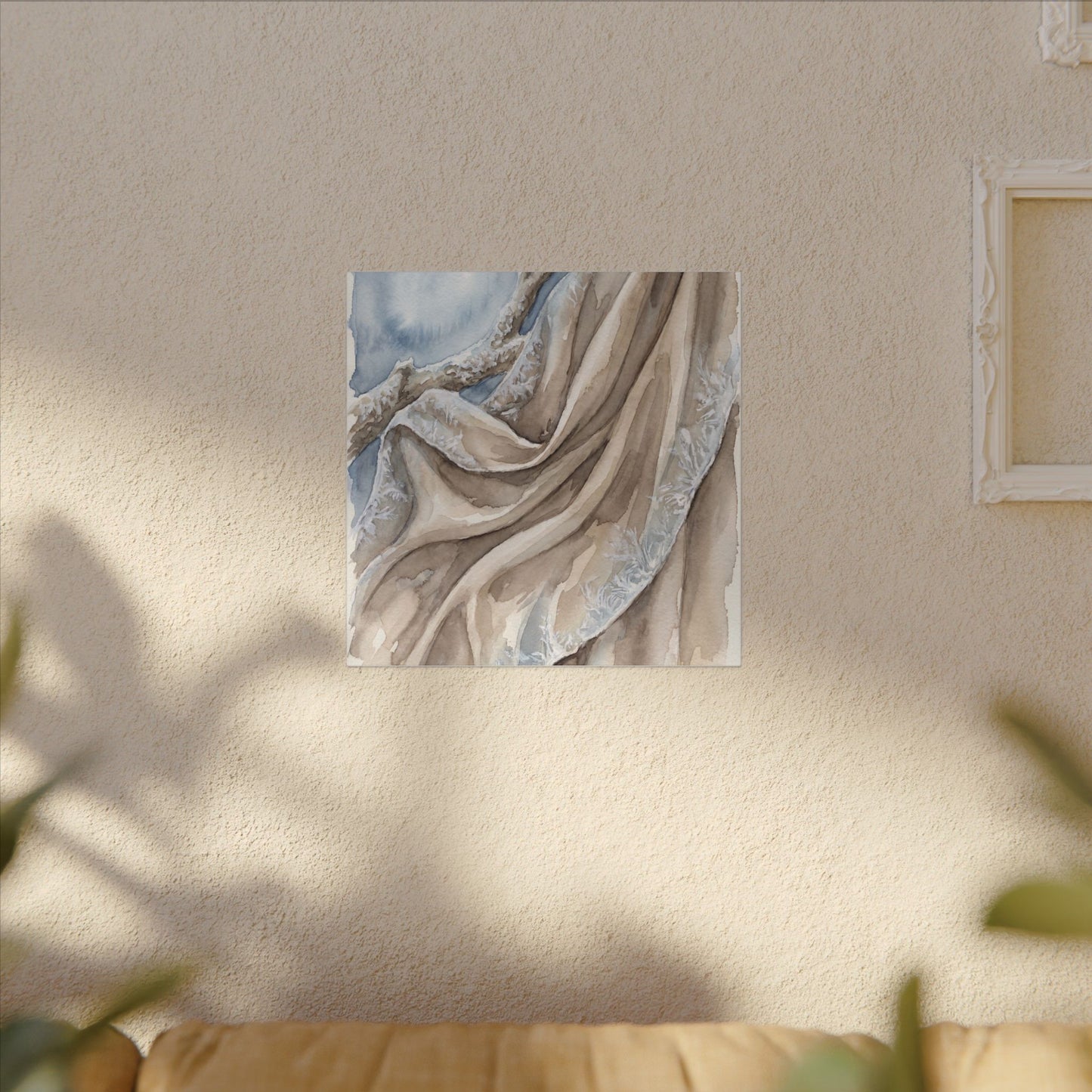 Silk Drape Winter Canvas Art | Japandi Cozy Design