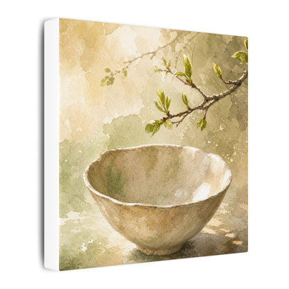 Warm Ceramic Bowl Canvas Art - Watercolor Japandi