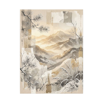 Shibui Mountain Mist Canvas Art - Japandi Japanese Pattern