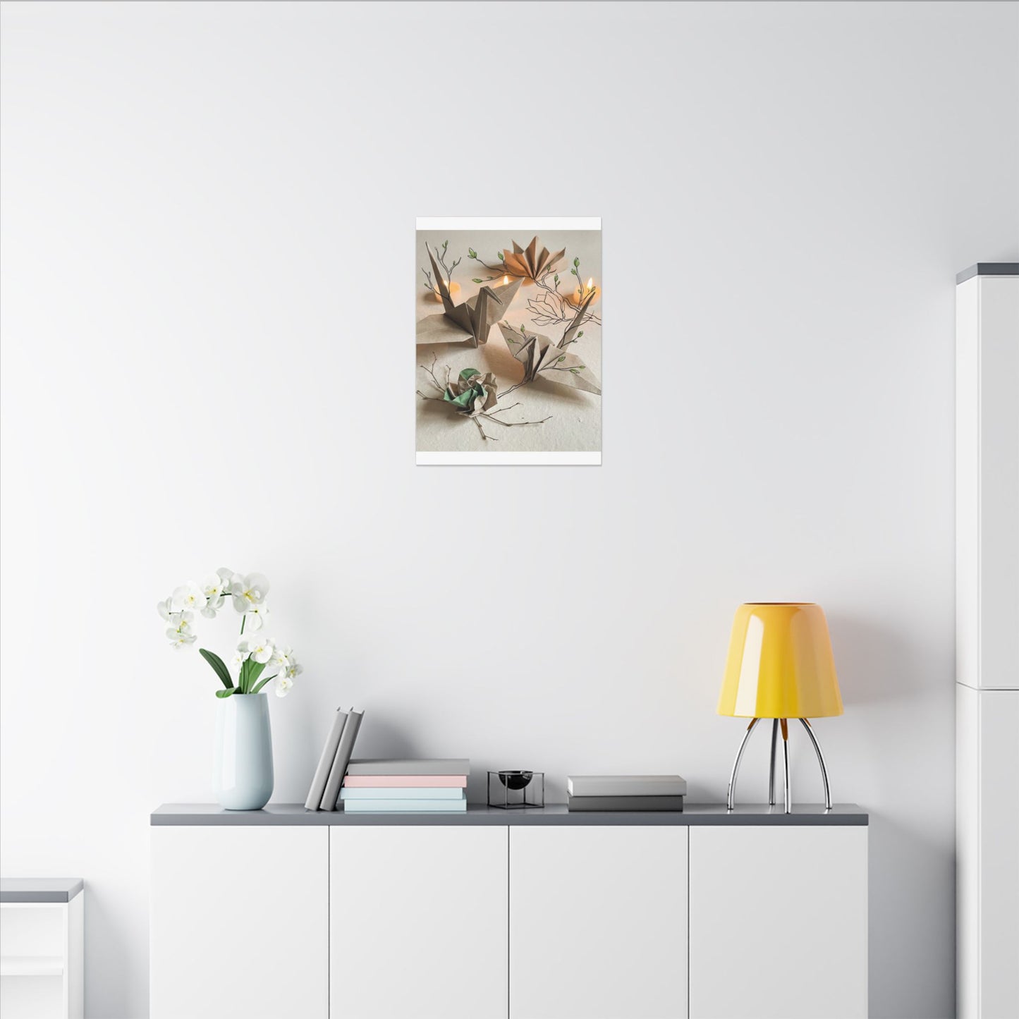Paper Fold Spring Canvas Art | Japandi Earthy Design