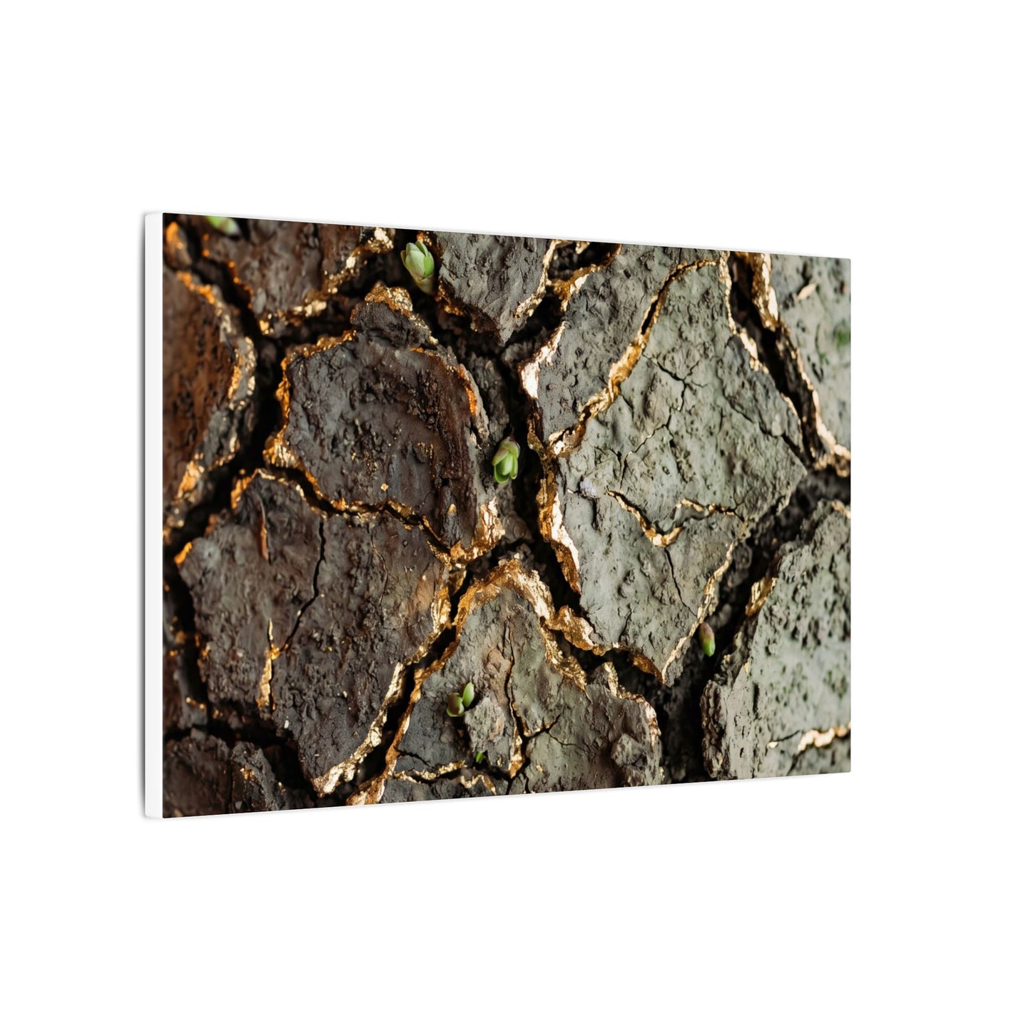 Earthy Cracked Earth Canvas Art - Japanese Pattern Japandi
