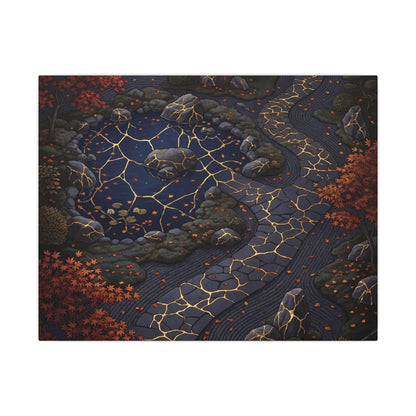 Moonlit Garden Gold Vein Canvas Art | Resilient Kintsugi Art