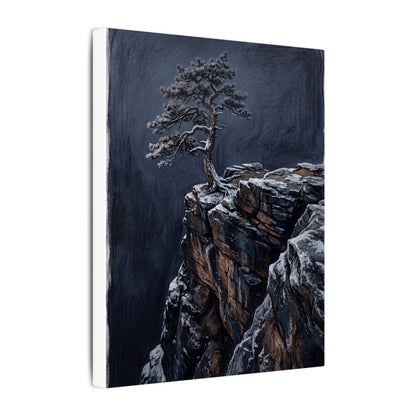Dark Japandi Pine Tree in Dawn | Dark Texture Canvas Art