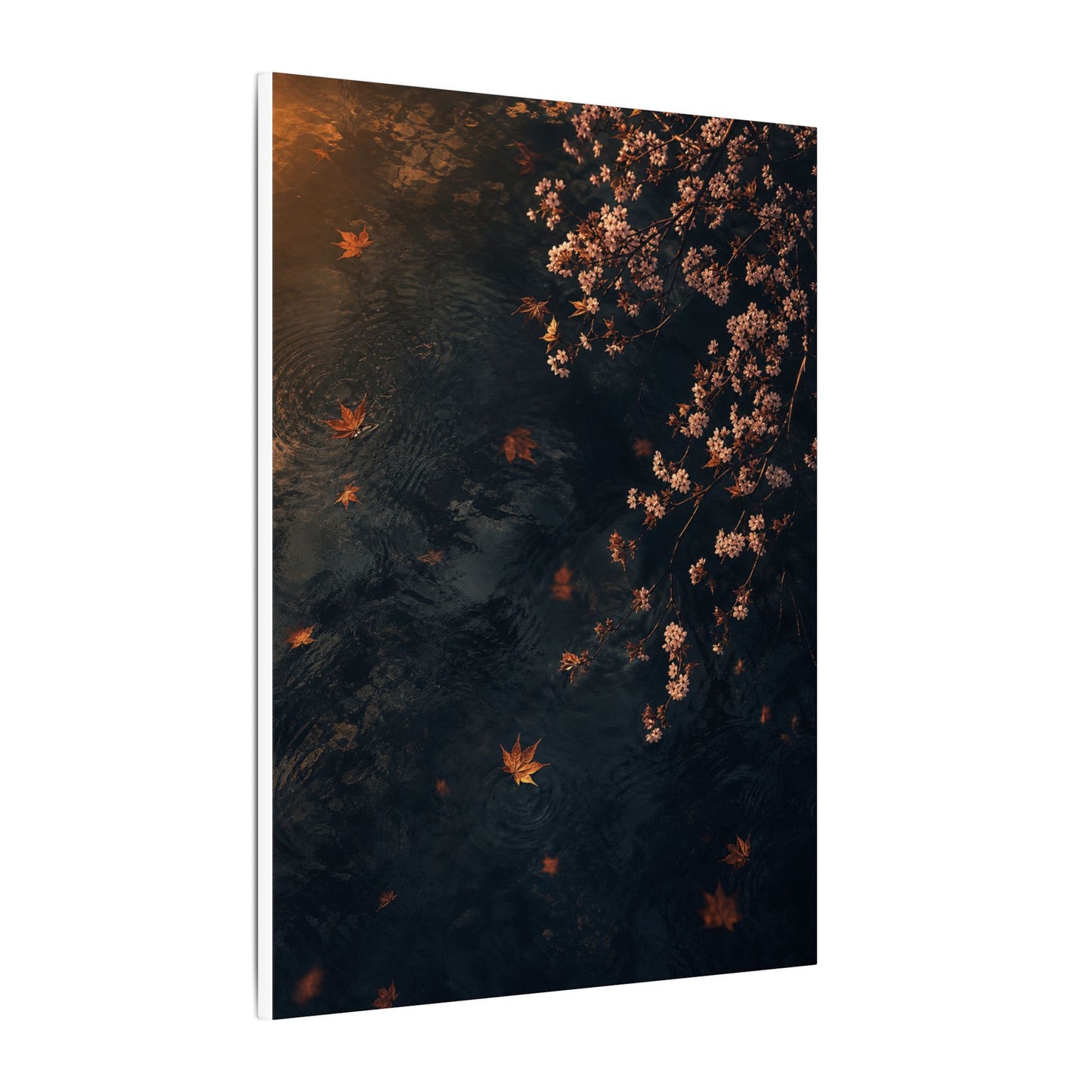 Golden Hour Cherry Blossom Canvas Art - Dark Japandi Kanso