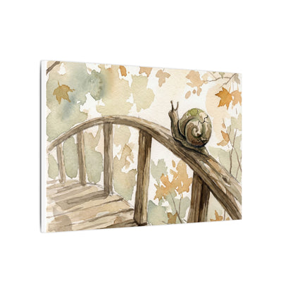 Wooden Bridge Canvas Art | Autumn Japandi Watercolor Art
