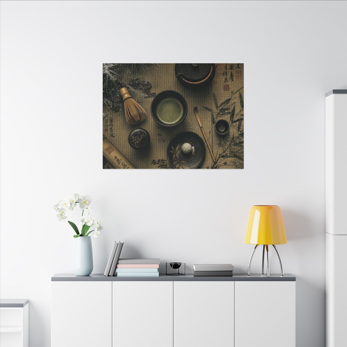 Tea Ceremony Canvas Art | Winter Zen Ukiyo E Inspired Art
