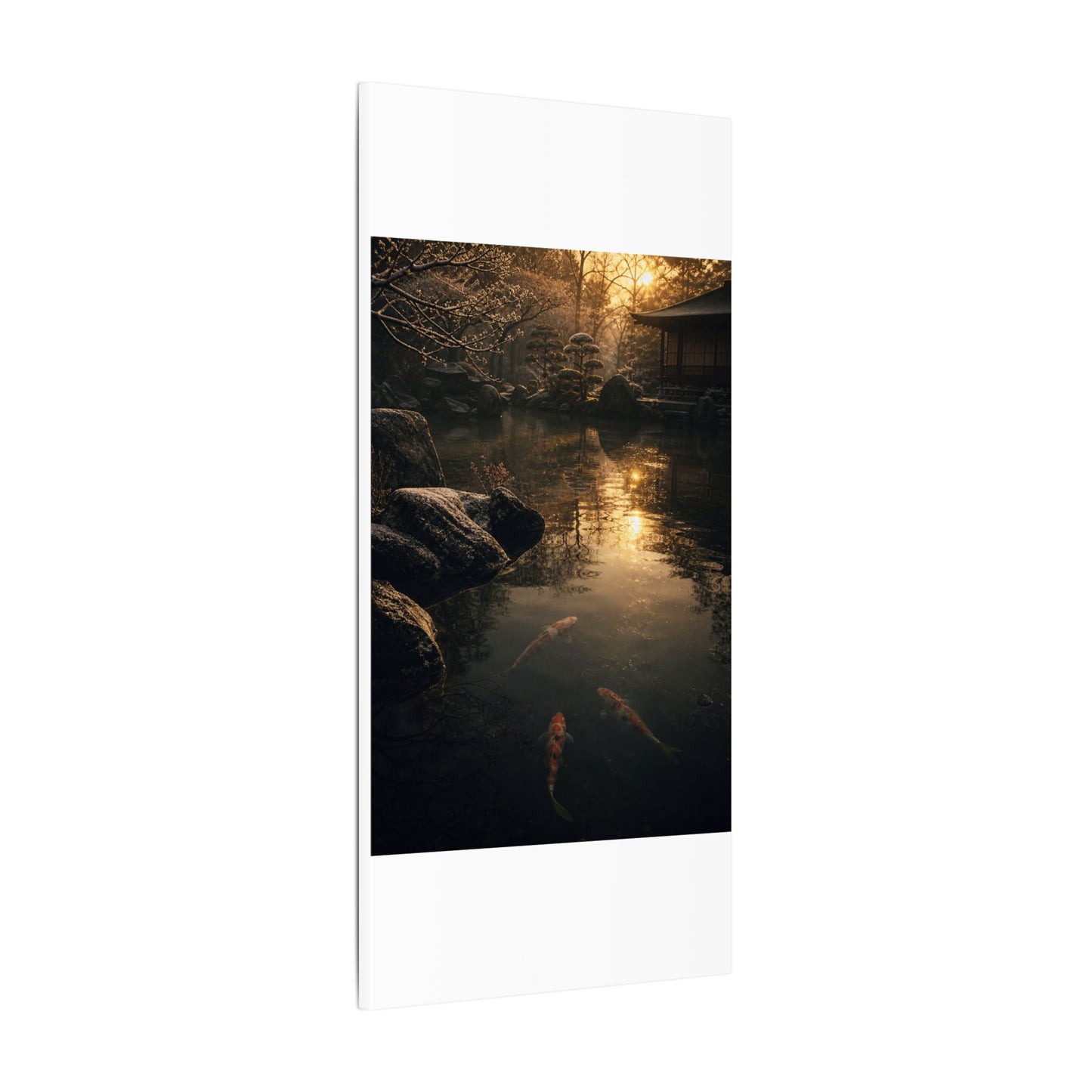 Winter Koi Pond Shadow Zen Canvas Art | Bold Decor