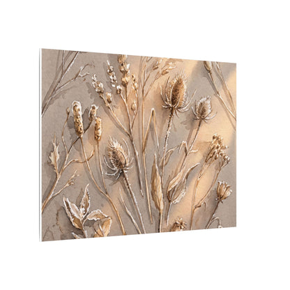 Japandi Dried Flowers in Golden Hour | Watercolor Canvas Art