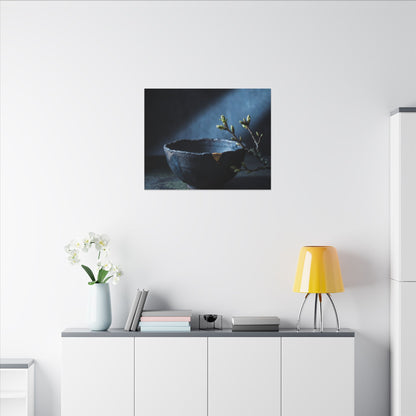 Ceramic Bowl Shadow Zen Canvas Art | Sophisticated Dark Japandi Art