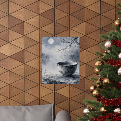 Winter Ceramic Bowl Sumi E Wall Art Print | Tranquil Decor