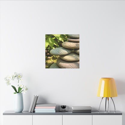 River Stones Summer Canvas Art | Japandi Earthy Design