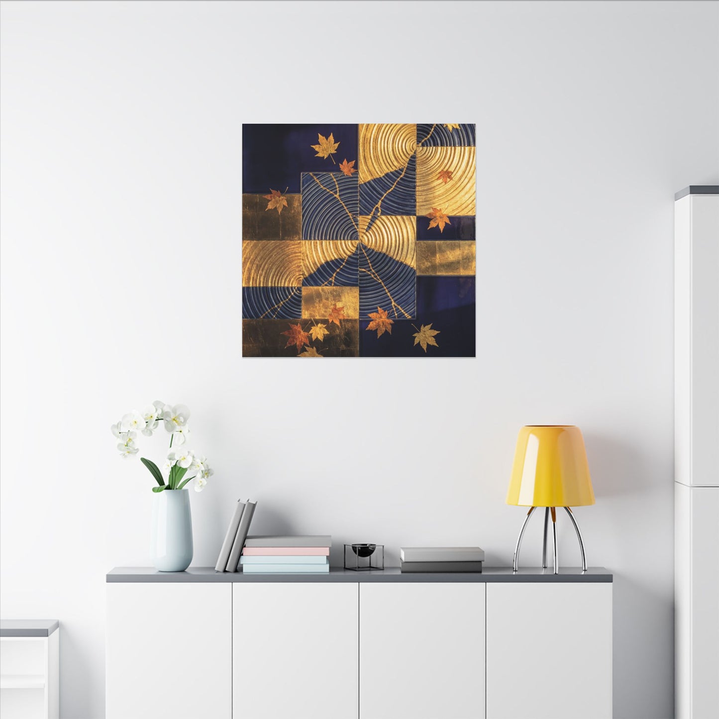 Autumn Water Ripple Crackle Gold Canvas Art | Artful Decor