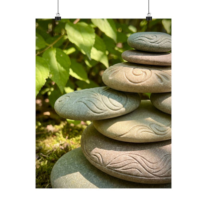 Dappled River Stones Wall Art Print - Japandi Fukinsei Art Print