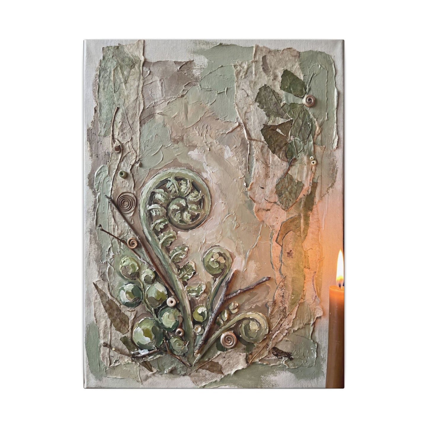 Datsuzoku Fern Unfurling Canvas Art - Japandi Texture